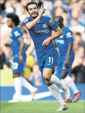  ?? FOTO: GETTY IMAGES ?? Pedro celebrando uno de los goles marcados con el Chelsea esta temporada