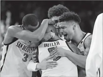  ?? BRYNN ANDERSON/AP PHOTO ?? San Diego State reacts after their win against Florida Atlantic in a Final Four game in the NCAA tournament on Saturday in Houston.