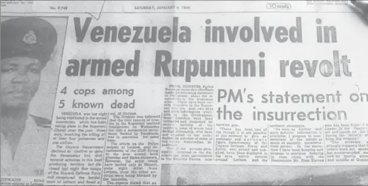  ?? ?? Guyana Graphic headline report of January 4, 1969