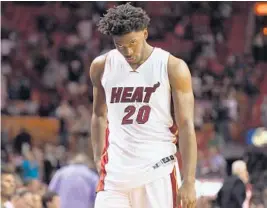  ?? JIM RASSOL/STAFF FILE PHOTO ?? Justise Winslow has reached the six-month target date for his recovery timetable after his shoulder surgery. He commented Wednesday on Instagram that all was well.