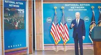  ?? REUTERSPIC ?? Biden answering questions from the press after delivering virtual remarks during the National Action Network Convention from the Eisenhower Executive Office building at the White House.
–