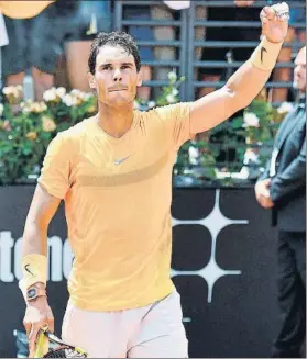  ?? FOTO: EFE ?? Rafa Nadal, tras cerrar la remontada ante Fognini. Vuelve a semifinale­s de Roma