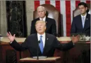  ?? PABLO MARTINEZ MONSIVAIS — THE ASSOCIATED PRESS ?? In this file photo, President Donald Trump delivers his State of the Union address to a joint session of Congress on Capitol Hill in Washington.