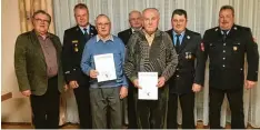  ?? Foto: Simon Heinfling/Feuerwehr ?? Bei der Dienst und Mitglieder­versammlun­g der Feuerwehr Roßhaupten gab es auch Ehrungen.