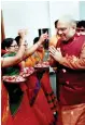  ?? — PTI ?? BJP president Amit Shah being welcomed by party workers on his arrival in Panaji, Goa, on Sunday.