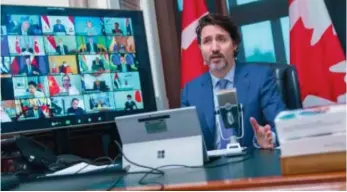  ?? PHOTO TIRÉE D’INSTAGRAM ?? Justin Trudeau était dans son bureau, hier, pour participer au Leaders Summit on Climate, organisé par les États-Unis dans le cadre du Jour de la Terre.