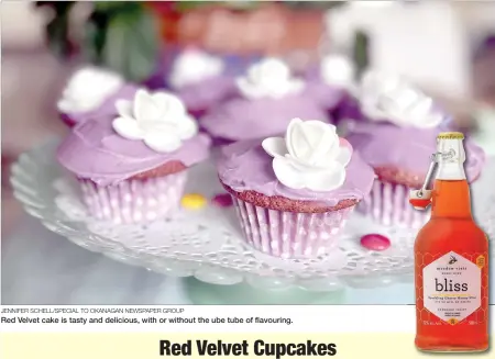  ?? JENNIFER SCHELL/SPECIAL TO OKANAGAN NEWSPAPER GROUP ?? Red Velvet cake is tasty and delicious, with or without the ube tube of flavouring.