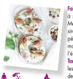  ??  ?? 4 10 min 1 min • 2 pains bagels
• 4 belles figues
• 12 noisettes
• 8 cuil. à s. de ricotta
• 2 cuil. à c. d’huile de noisette • 1 cuil. à s. de sirop d’agave (ou de miel)
• 6 feuilles de menthe