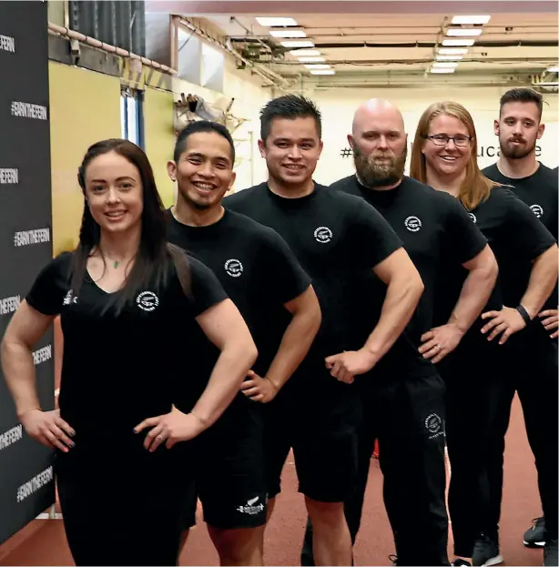  ??  ?? The New Zealand weightlift­ing team minus Laurel Hubbard, who has been shielded from the media so far.