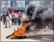  ?? PTI ?? Students of Patna University protest after a final year student was beaten to death by some unidentifi­ed persons on the law college campus of the university, in Patna, on Tuesday