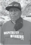  ??  ?? Timothy Braswell, of Hartford, worked at the Hilton Hartford hotel downtown for 23 years until he was laid off in March.