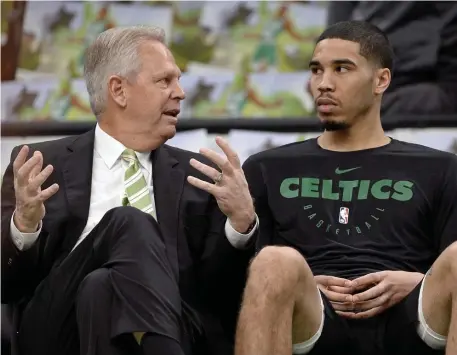  ?? CHRISTOPHE­R EVANS / BOSTON HERALD ?? GOOD DEAL: Danny Ainge’s shrewd maneuverin­g of the Celtics roster over the years helped land Jayson Tatum with the third overall pick in the 2017 draft.