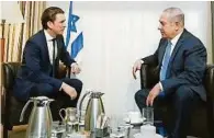  ??  ?? Bundeskanz­ler Kurz im Februar 2018 zu Besuch bei Netanjahu in JerusalemA­PA (2)