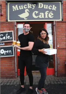  ??  ?? Ryan and Jane from the Mucky Duck Café in Beechgrove are operating a take away and outdoor dining service.