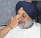  ??  ?? SAD president Sukhbir Badal during a press conference in the Punjab Vidhan Sabha on Tuesday.