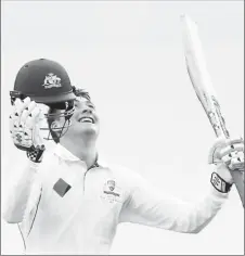  ?? (Reuters photo) ?? Matt Renshaw celebrates his maiden test century in his fourth test match.