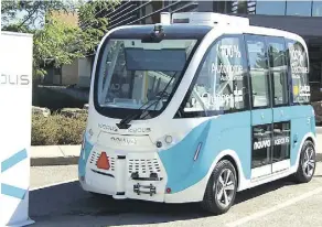  ??  ?? The NAYVA-built Keolis-operated autonomous shuttle.