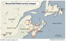  ??  ?? The outage on Friday affected many of Atlantic Canada’s major cities.