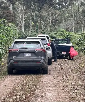  ?? KEYnA CALDErÓn ?? Un trabajador descubrió los cadáveres de dos jóvenes, ayer, en una propiedad en Aquiares de Santa Rosa, Turrialba.