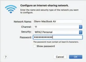  ??  ?? Set Wi-fi controls for sharing access via your Mac.