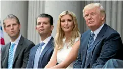  ?? AP ?? Donald Trump, right, sits with his children, from left, Eric Trump, Donald Trump Jr., and Ivanka Trump.