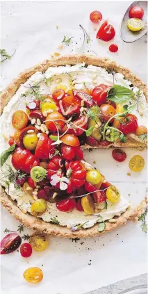  ?? PHOTOS: MATT ARMENDARIZ/ABRAMS BOOKS ?? A tomato tart is “the perfect thing to make at this time of the year,” says chef-author Gaby Dalkin.