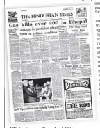  ?? ?? HT’S front page on December 4, 1984.