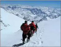  ??  ?? The “utterly magnificen­t” descent of Mount Elbrus