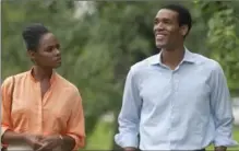  ?? MATT DINERSTEIN, MIRAMAX ?? Tika Sumpter as Michelle Robinson and Parker Sawyers as Barack Obama in “Southside with You.”