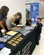  ??  ?? Maria Aguilar, Latinx community liaison for the Central Arkansas Library System, left, assists a Spanish-speaking family as they sign up for library cards at an event in southwest Little Rock.