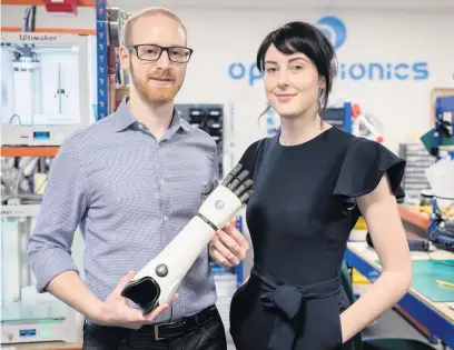  ??  ?? Samantha Payne with Joel Gibbard at Open Bionics