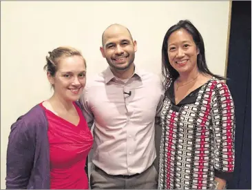  ?? MICHAEL BARNES/AMERICAN-STATESMAN PHOTOS ?? Brittany Swanson, Alex Cequea and Emlyn Lee at the UnDebate.Us Launch.