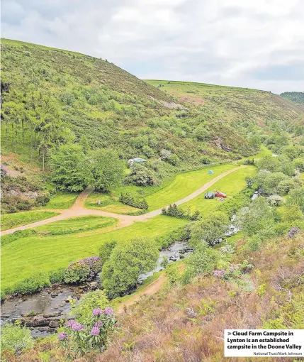  ?? National Trust/Mark Johnson ?? > Cloud Farm Campsite in Lynton is an establishe­d campsite in the Doone Valley