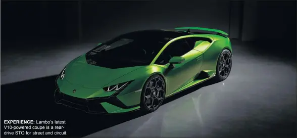  ?? ?? EXPERIENCE: Lambo’s latest V10-powered coupe is a reardrive STO for street and circuit.