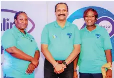  ?? ?? Managing Director, Shalina Healthcare Nigeria, Mrs Opeyemi Akinyele ( left); Chief Operating Officer, Mr Arun Raj and Human Resources Manager, Mrs Amina Akinsumbo, during the company's annual business retreat in Lagos.