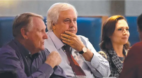  ?? PARTY PLANNING: Clive Palmer is pictured in Townsville during a flying visit last week where he had dinner with a group of about eight people. Picture: ALIX SWEENEY ??