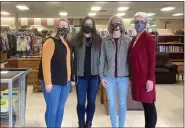  ??  ?? Once Again Thrift Store staff Alli Strunk, Manager Megan Mohn, Joanne Englehart and Jill Fenstermac­her. Not pictured are Amanda Settle and Reba Hoffman.