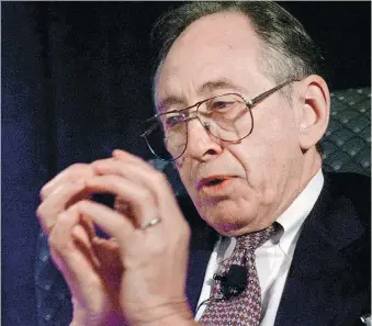  ?? PAUL SAKUMA/THE ASSOCIATED PRESS ?? Alvin Toffler in 1998. The author who coined the terms “future shock” and “informatio­n overload” predicted many of the effects of technology on society which we experience today.