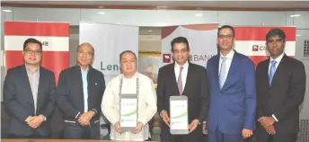  ??  ?? Pangilinan (third left) and Samir Gupta (third right) are seen with (from left) Villanueva, Vea, Gurdip Singh Sidhu, and Vijay Manoharan at the signing of the partnershi­p agreements in Manila recently.