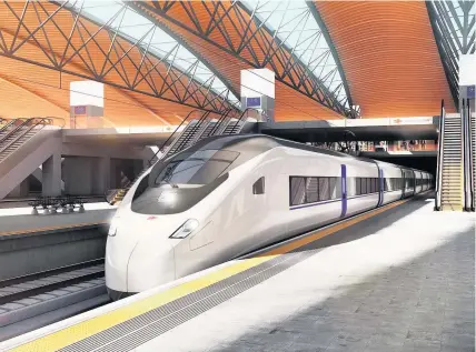  ??  ?? >
A concept design for the new HS2 trains which will run into Birmingham city centre from the east