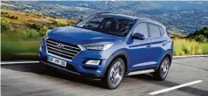  ?? Foto: Hyundai ?? Es geht auch günstiger: Hyundais Tucson beginnt bei knapp 23 000 Euro. Seine Front ist nicht weniger markant als die des Audi Q3.