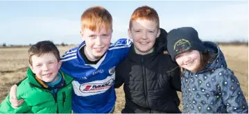 ?? PHOTO: ALF HARVEY ?? Saran Buttle, Tadhg McHugh, Eoin Brennan and Dearbhla McHugh from Ballylinan, Co Laois at the Ballylinan and District Ploughing 25th anniversar­y match