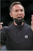  ?? ADAM HUNGER — THE ASSOCIATED PRESS ?? Brooklyn Nets head coach Steve Nash reacts to a call during the second half of an NBA game against the Toronto Raptors on Dec. 14.