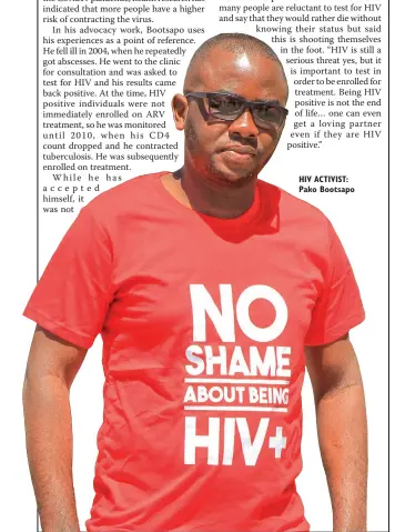  ??  ?? HIV ACTIVIST: Pako Bootsapo