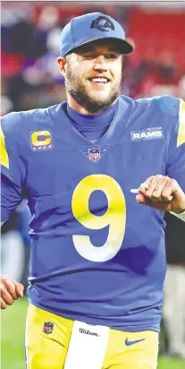  ?? KIM KLEMENT/USA TODAY SPORTS ?? Los Angeles Rams quarterbac­k Matthew Stafford led a late drive against the Tampa Bay Buccaneers on Sunday that ended in a game-winning field goal. The Rams won 30-27.