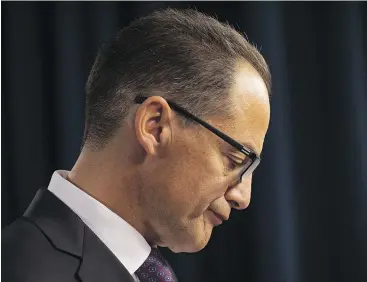  ?? SHAUGHN BUTTS / POSTMEDIA NEWS ?? More than 49,000 net jobs were lost between July 2015 and the end of last month, Alberta Finance Minster Joe Ceci said in his first- quarter fiscal update.