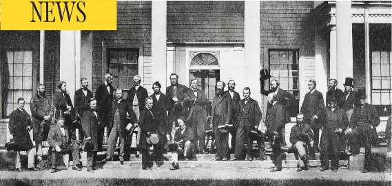  ?? HANDOUT ?? The Fathers of Confederat­ion at the Charlottet­own Conference of 1864, including Canada’s future first prime minister John A. Macdonald, seated centre front. Both Prince Edward Island and New Brunswick are seeking recognitio­n for their contributi­ons to...