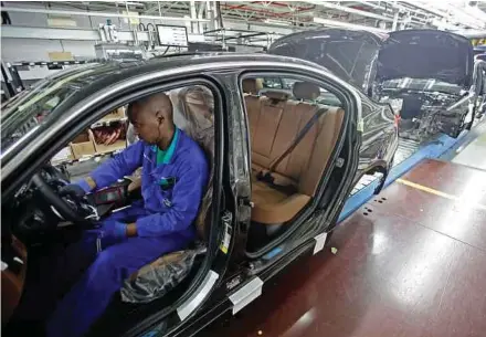  ?? BLOOMBERG PIC ?? BMW AG has spent more than six billion rand on plant in Rosslyn, South Africa, which last month started production of the X3 sport utility vehicle at the site.