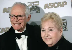  ?? The Associated Press ?? ■ Honorees Alan, left, and Marilyn Bergman arrive at the ASCAP Film and Television music awards in Beverly Hills, Calif. on May 6, 2008. Oscar-winning lyricist Marilyn Bergman died Saturday at age 93. She teamed with husband Alan Bergman on “The Way We Were,” “How Do You Keep the Music Playing?” and hundreds of other songs.