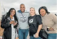  ?? Picture: ZAMANDULO MALONDE Picture: MARK WEST ?? #SHARETHEBA­Y: Guests, from left, Miriam Maulana, Siya Mfundi, Reuann Smith and Siphokazi Ngombane also braved last Saturday’s chilly weather to watch the 2023 World Cup flag-raising